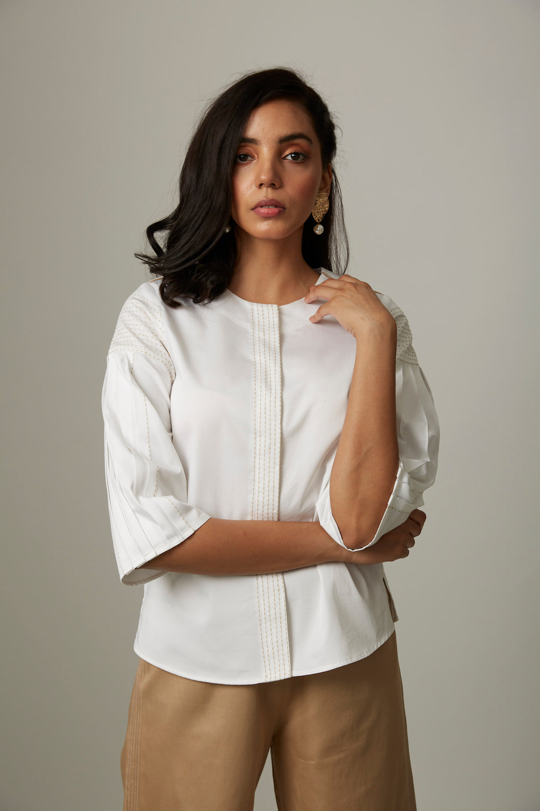 Katha Stitch Pleat Shirt