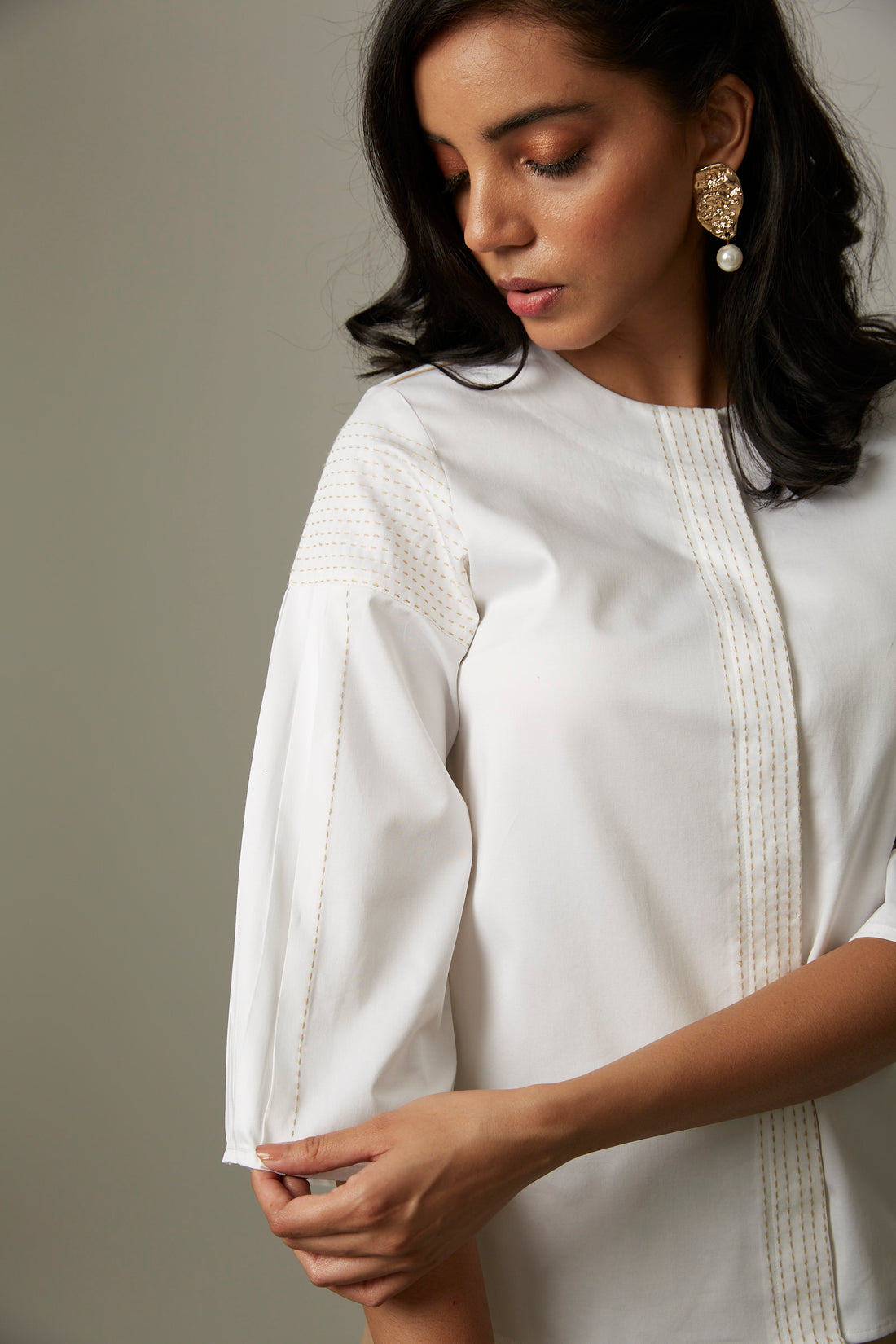 Katha Stitch Pleat Shirt