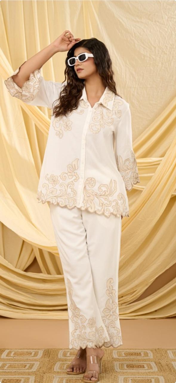 White Patch-Work Coord