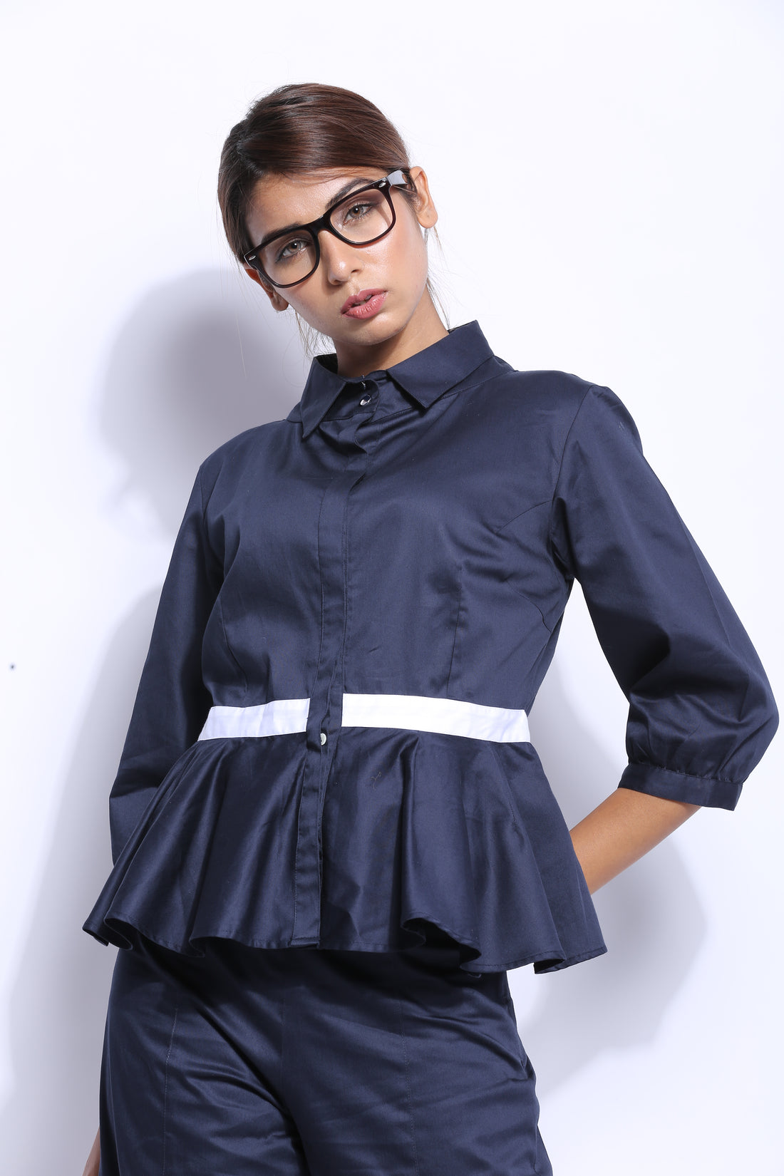 Circular Peplum Gather Shirt
