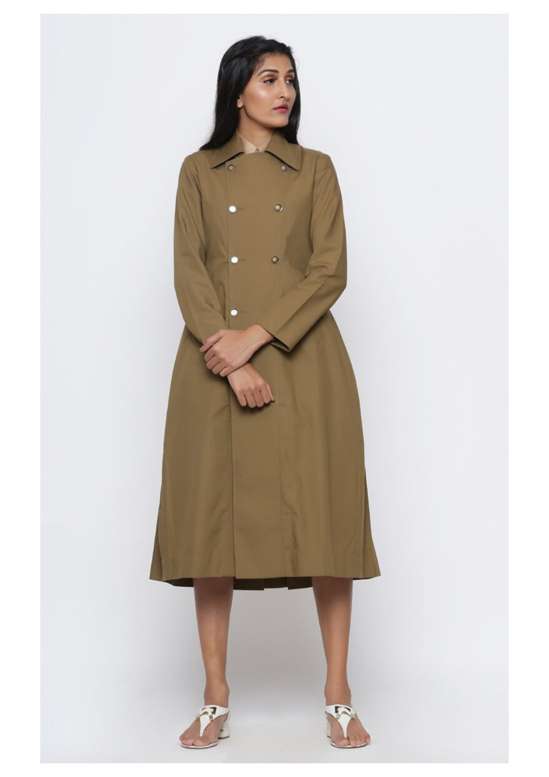 Camel Trench With Back Pleats