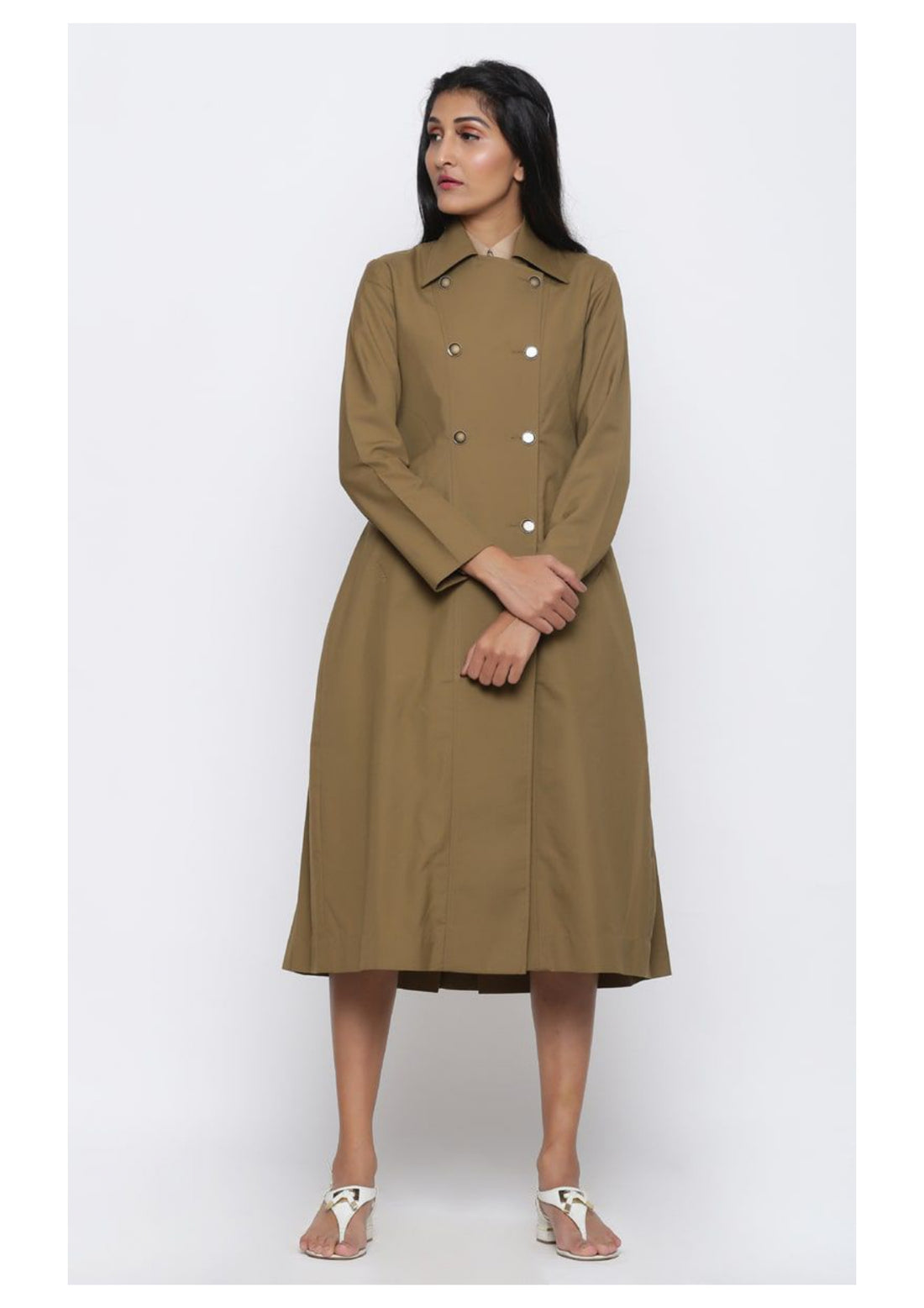 Camel Trench With Back Pleats