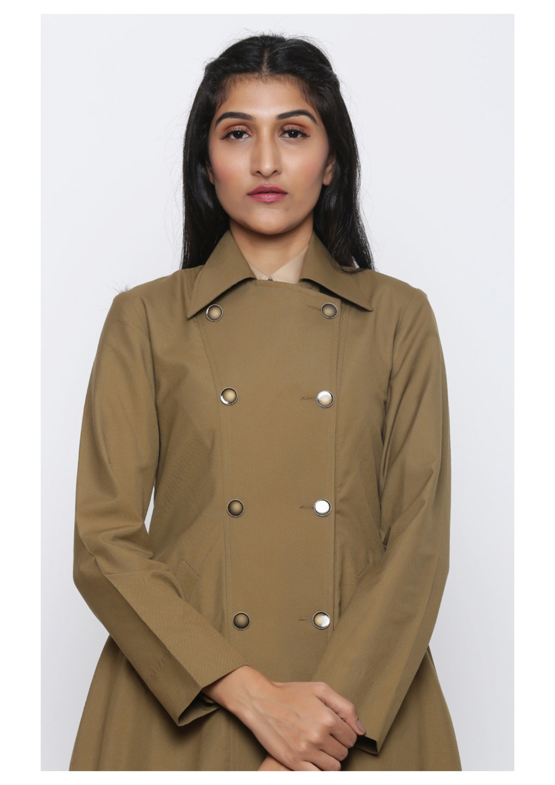 Camel Trench With Back Pleats