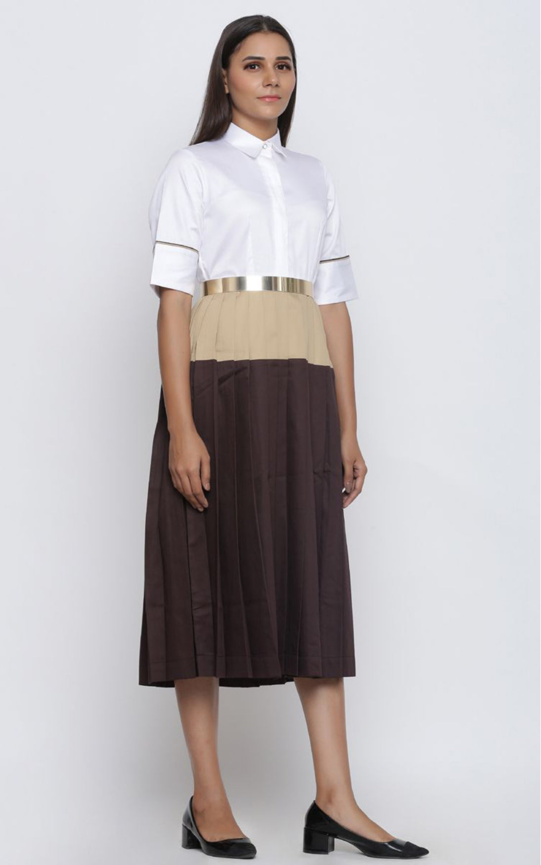 ColorBlock Pleated Summer Dress