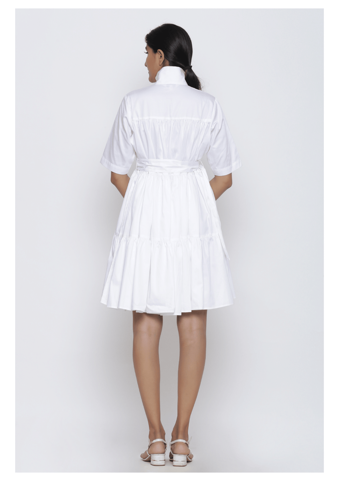 Three Tier Drama Dress With Belt