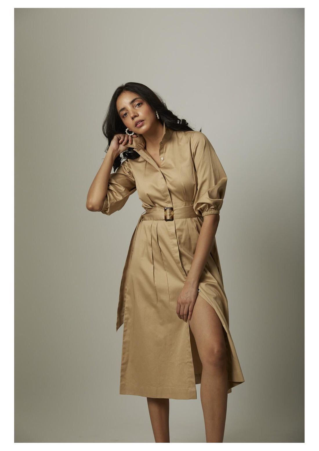 Tucked Waist Shirt Dress