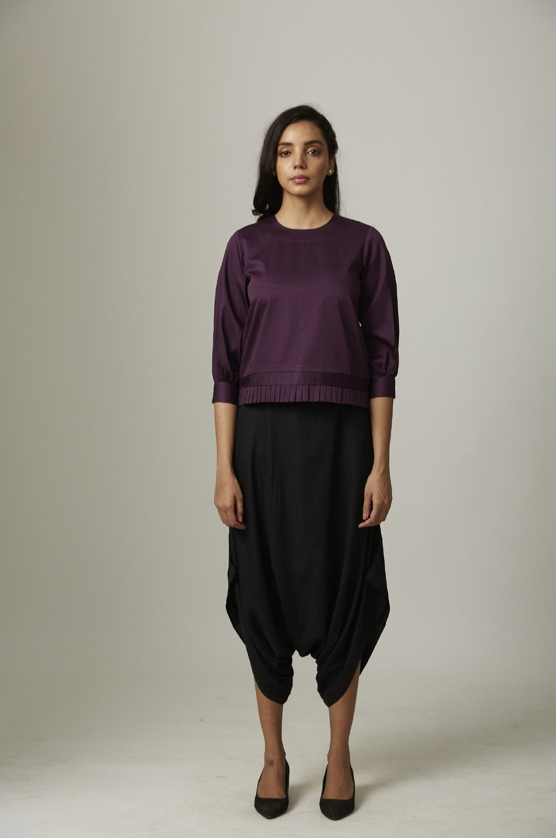 Top with Bottom Pleat Dhoti Coord
