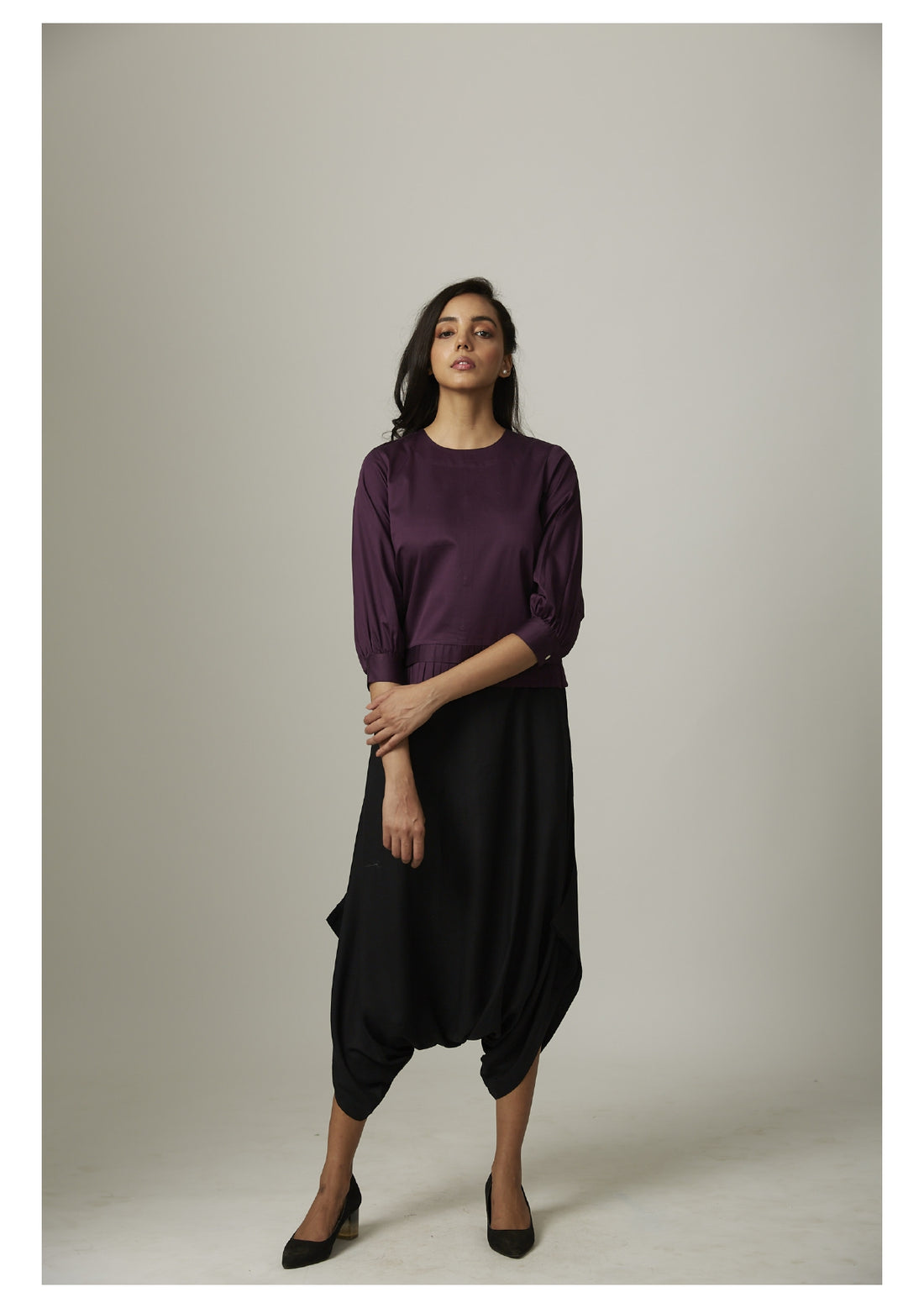 Top with Bottom Pleat Dhoti Coord