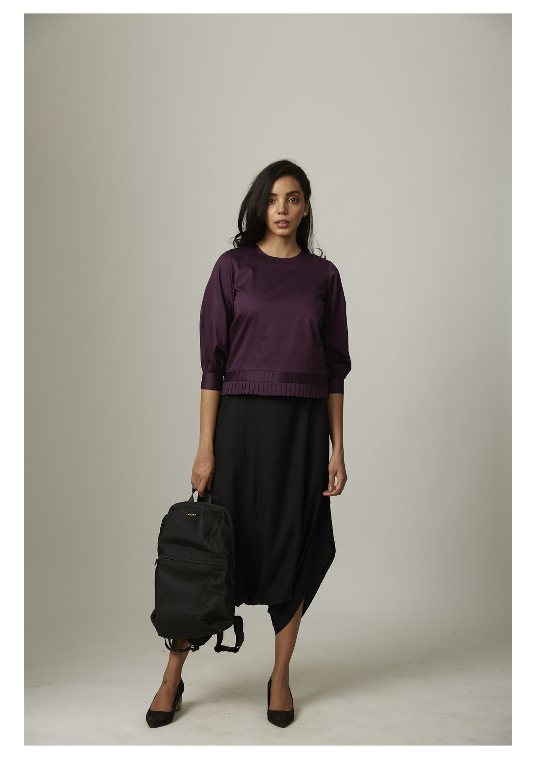 Top with Bottom Pleat Dhoti Coord