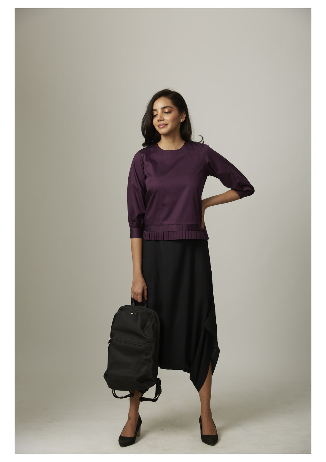 Top with Bottom Pleat Dhoti Coord
