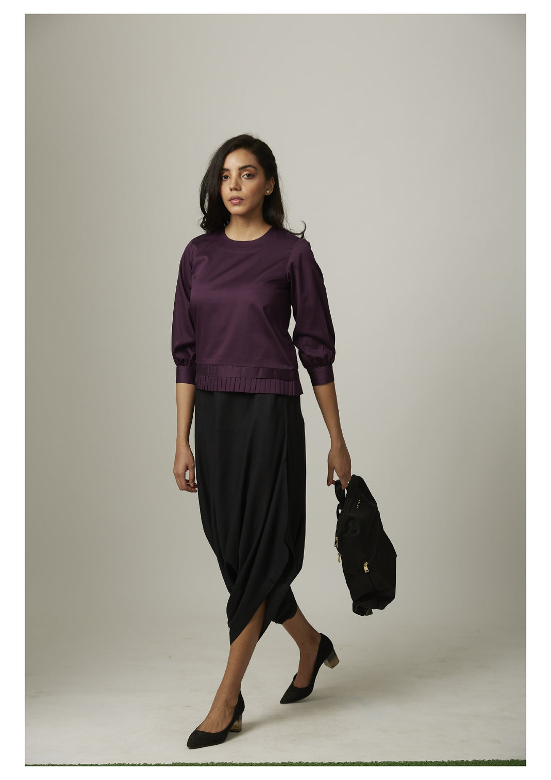 Top with Bottom Pleat Dhoti Coord