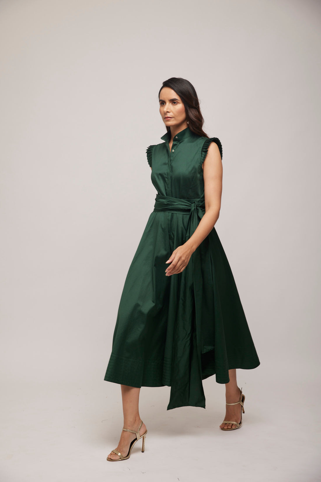 Pleated Sleeve Culotte Jumpsuit