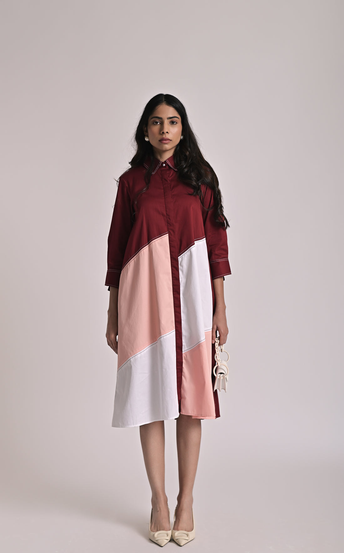 Diagonal Illusion Shirt Dress