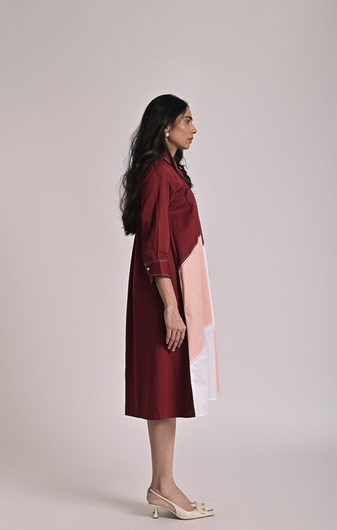 Diagonal Illusion Shirt Dress