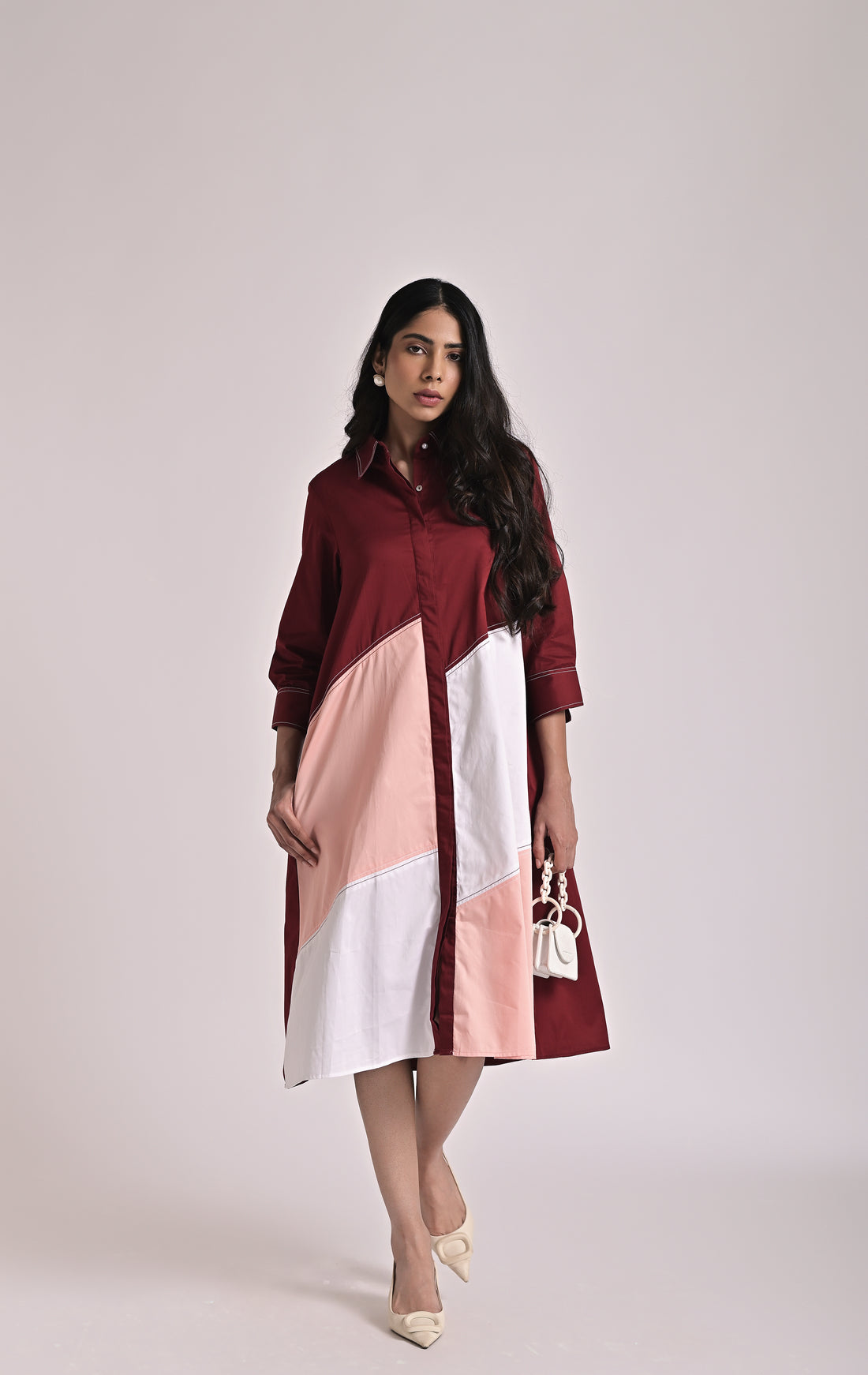Diagonal Illusion Shirt Dress