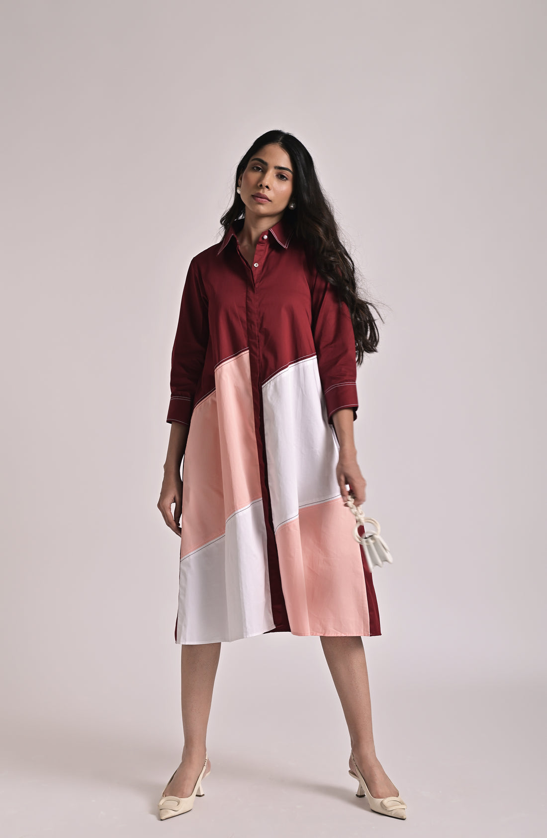 Diagonal Illusion Shirt Dress