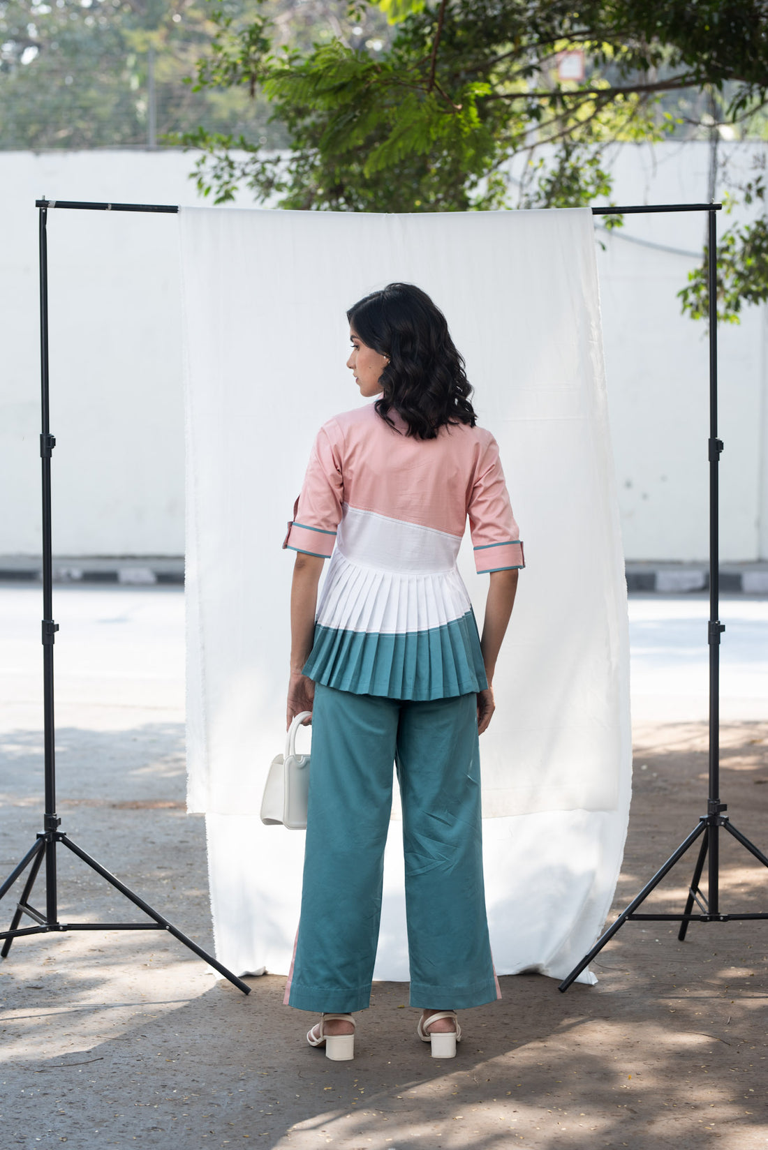 Bijli Top (Rose Pink & Peacock Blue)