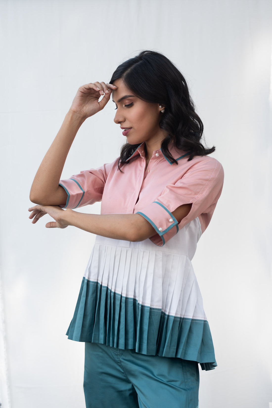 Bijli Top (Rose Pink & Peacock Blue)