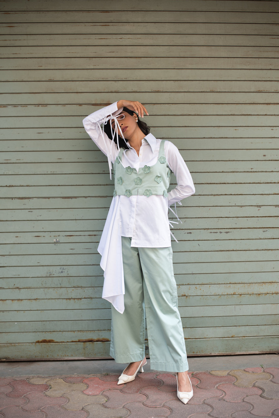 Side Drape Drawstring Coord (Light Green)