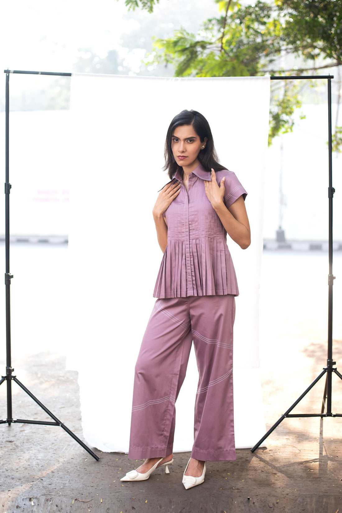 Diagonal Katha Pant (Light Purple)