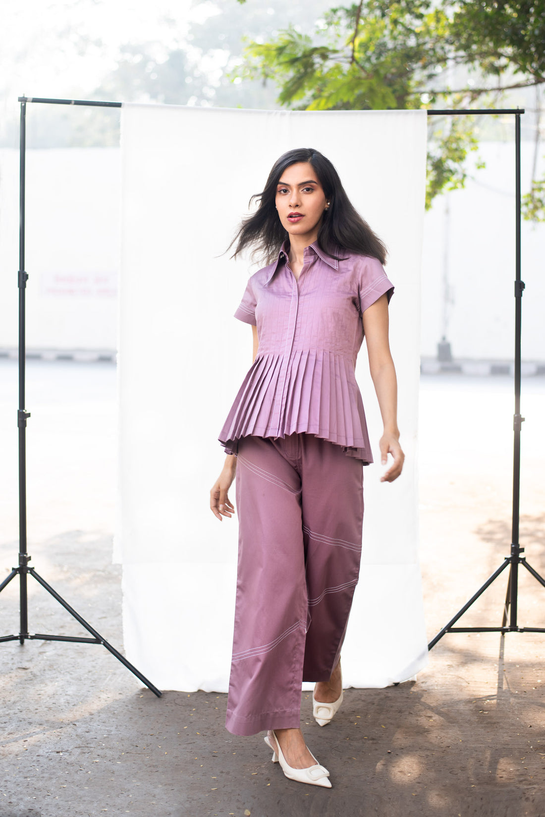 Diagonal Katha Pant (Light Purple)