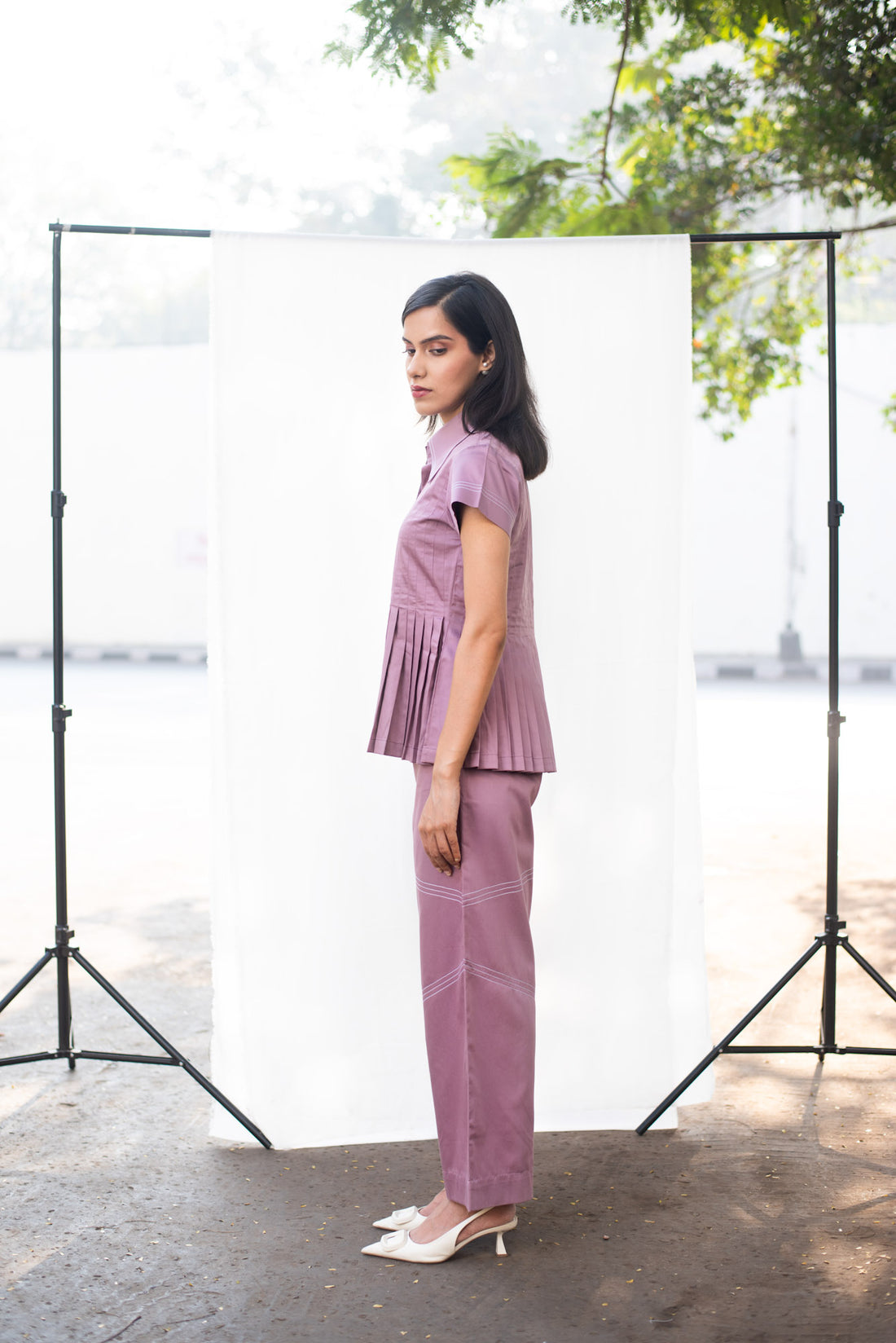 Diagonal Katha Pant (Light Purple)