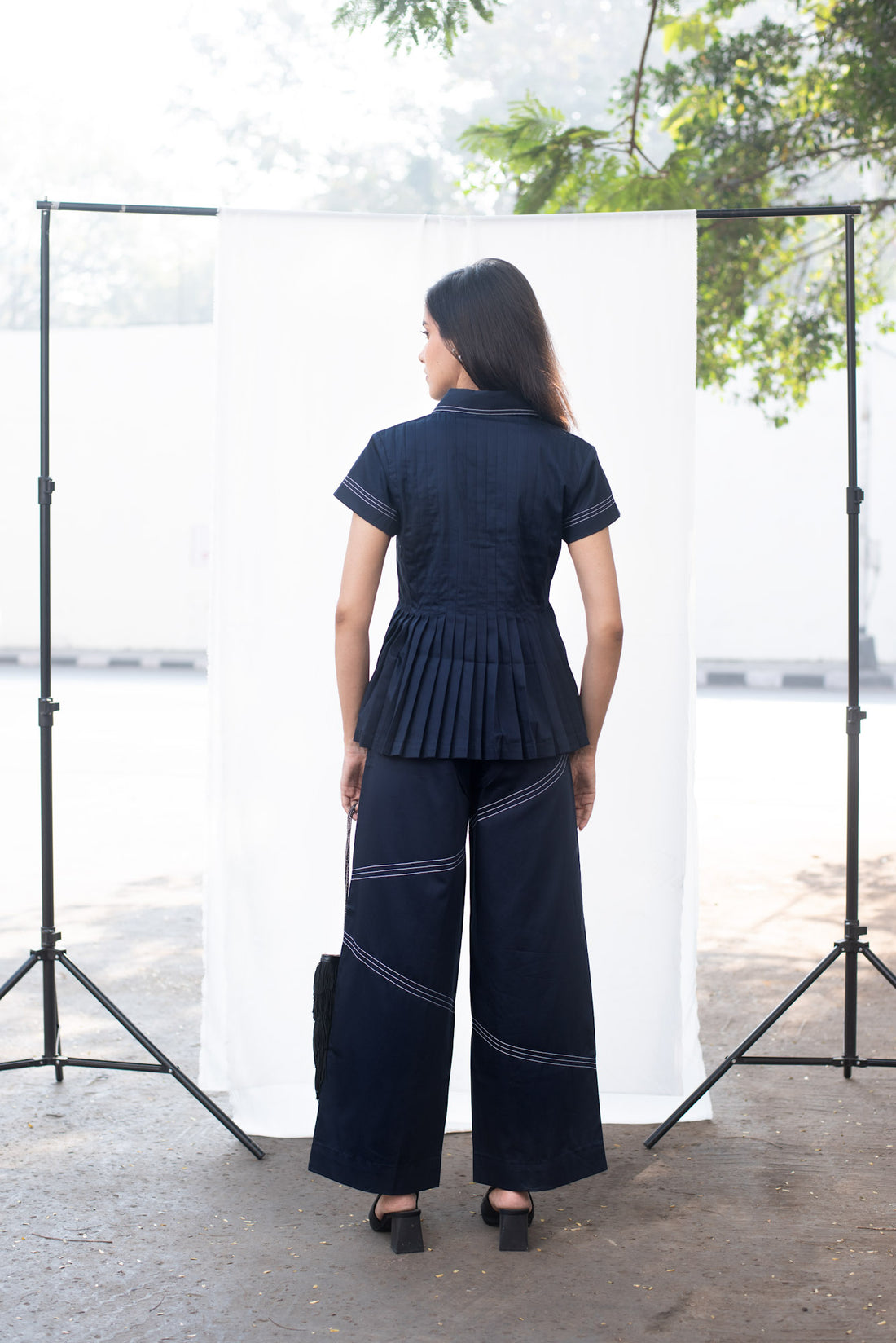Pleat Me Up Coord (Navy Blue)