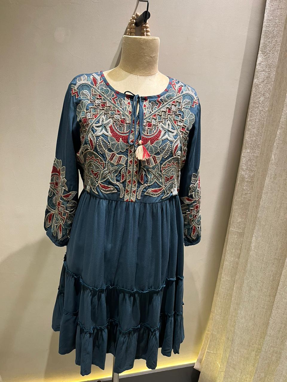 Multicolor Thread Blue Top