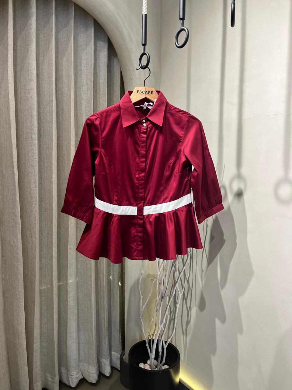 Circular Peplum Gather Shirt