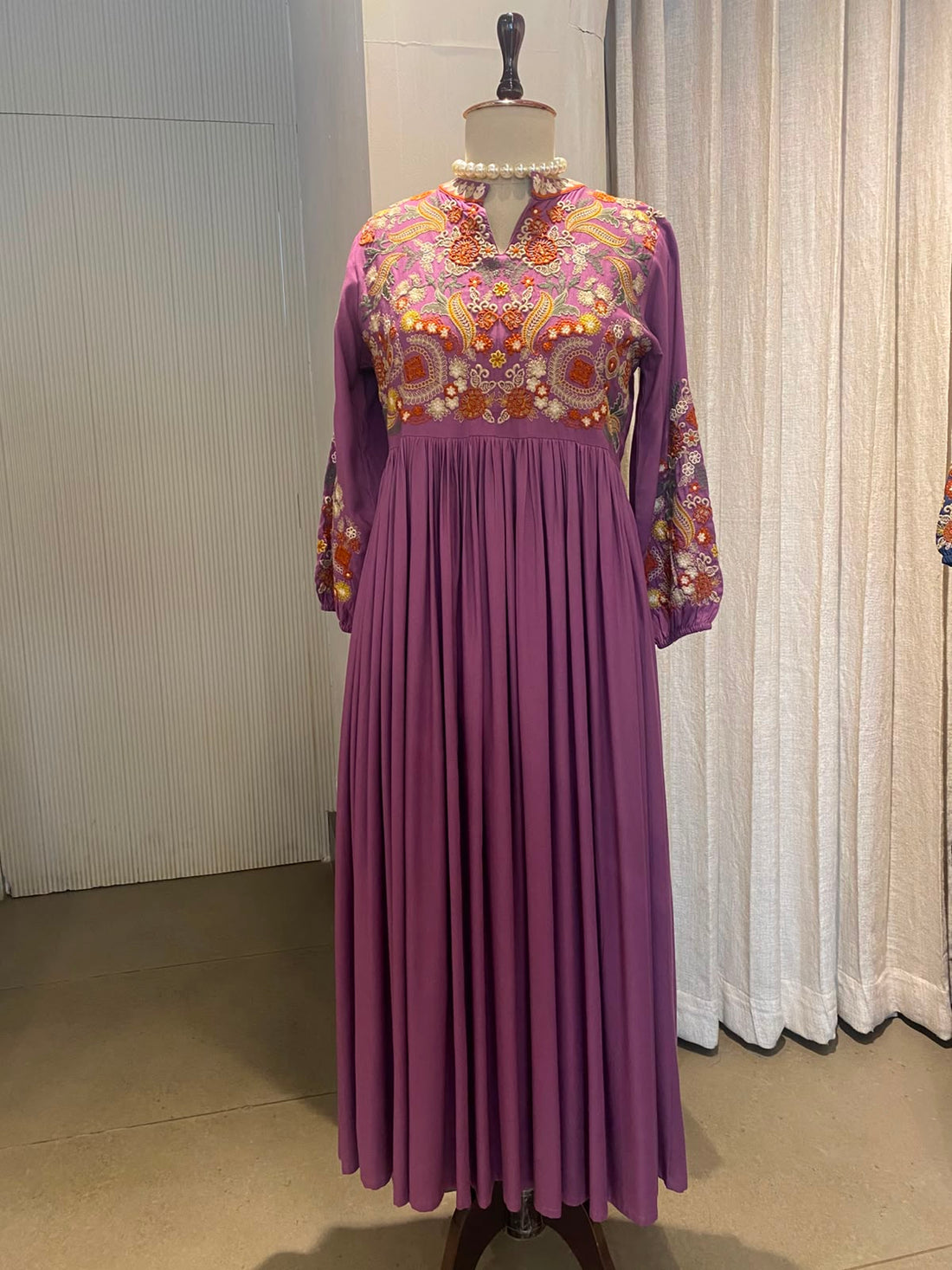 Multicolor thread Purple long dress