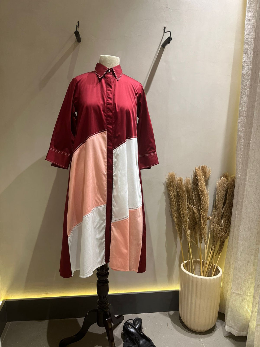 Diagonal Illusion Shirt Dress