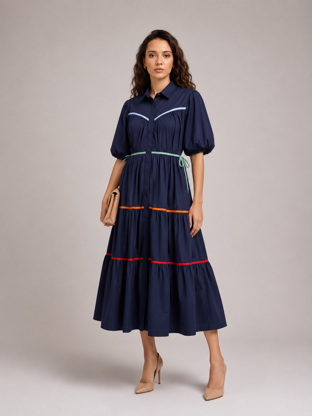 Candy Frill Dress - Navy Blue