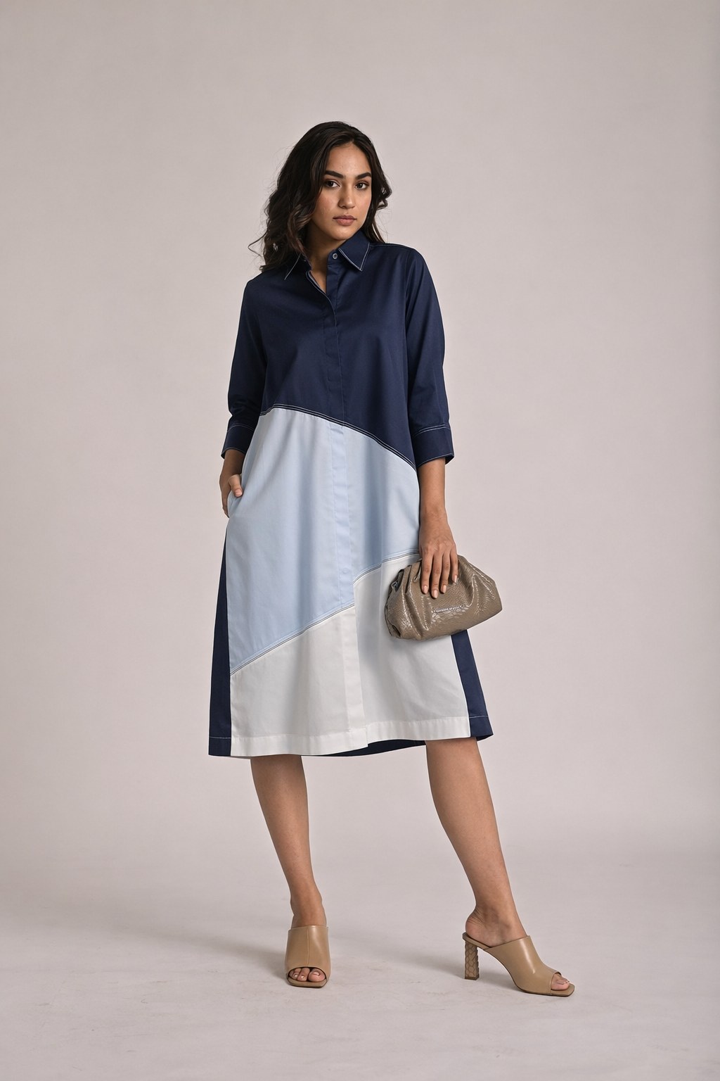 Colorblock Diagonal Dress