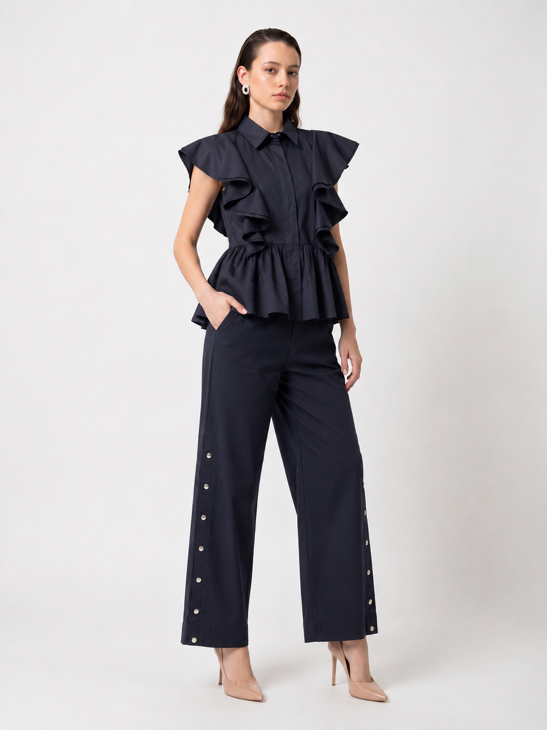Drama Frill Top with Tich Pant - Black