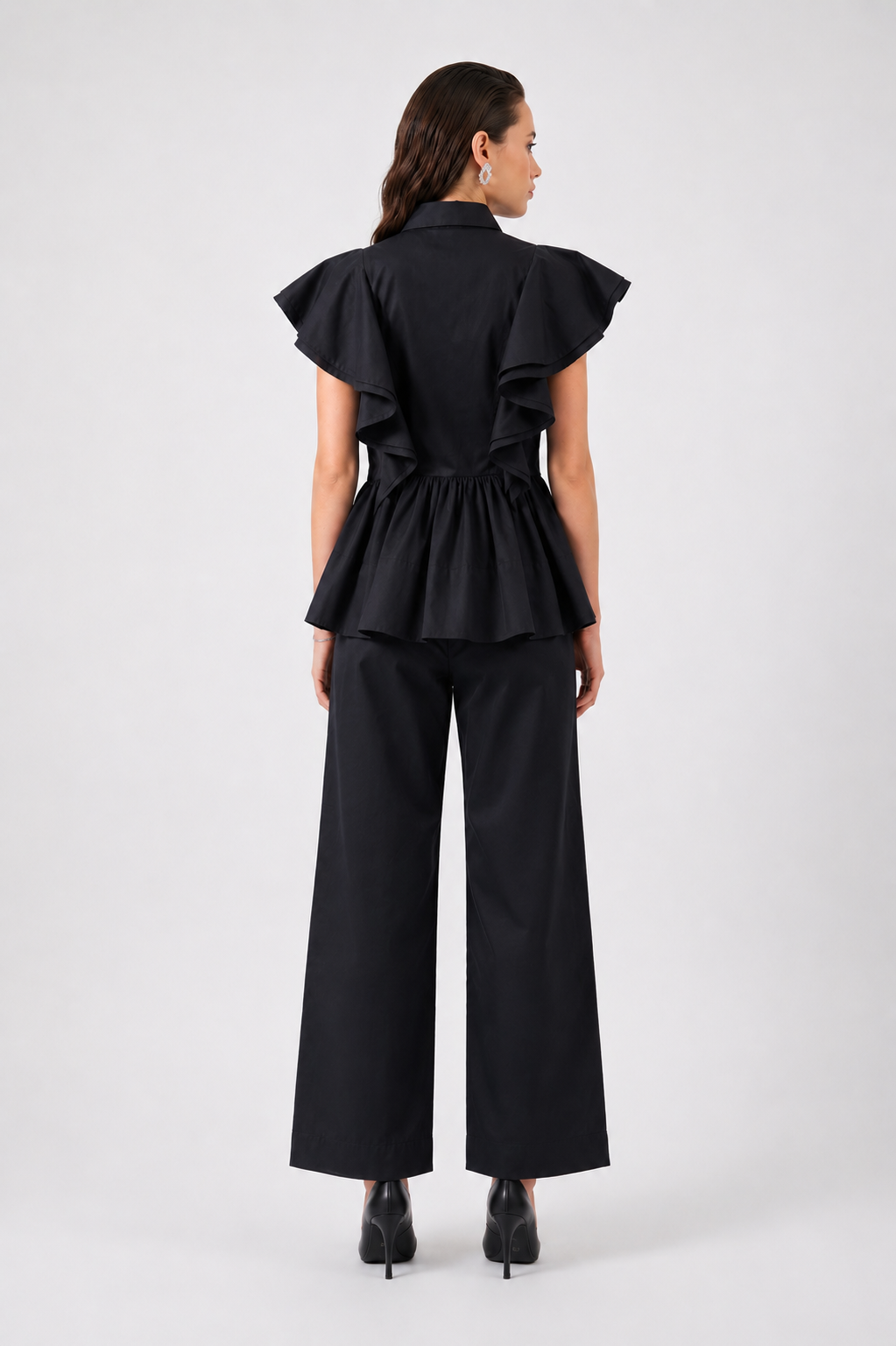 Drama Frill Top with Tich Pant - Black