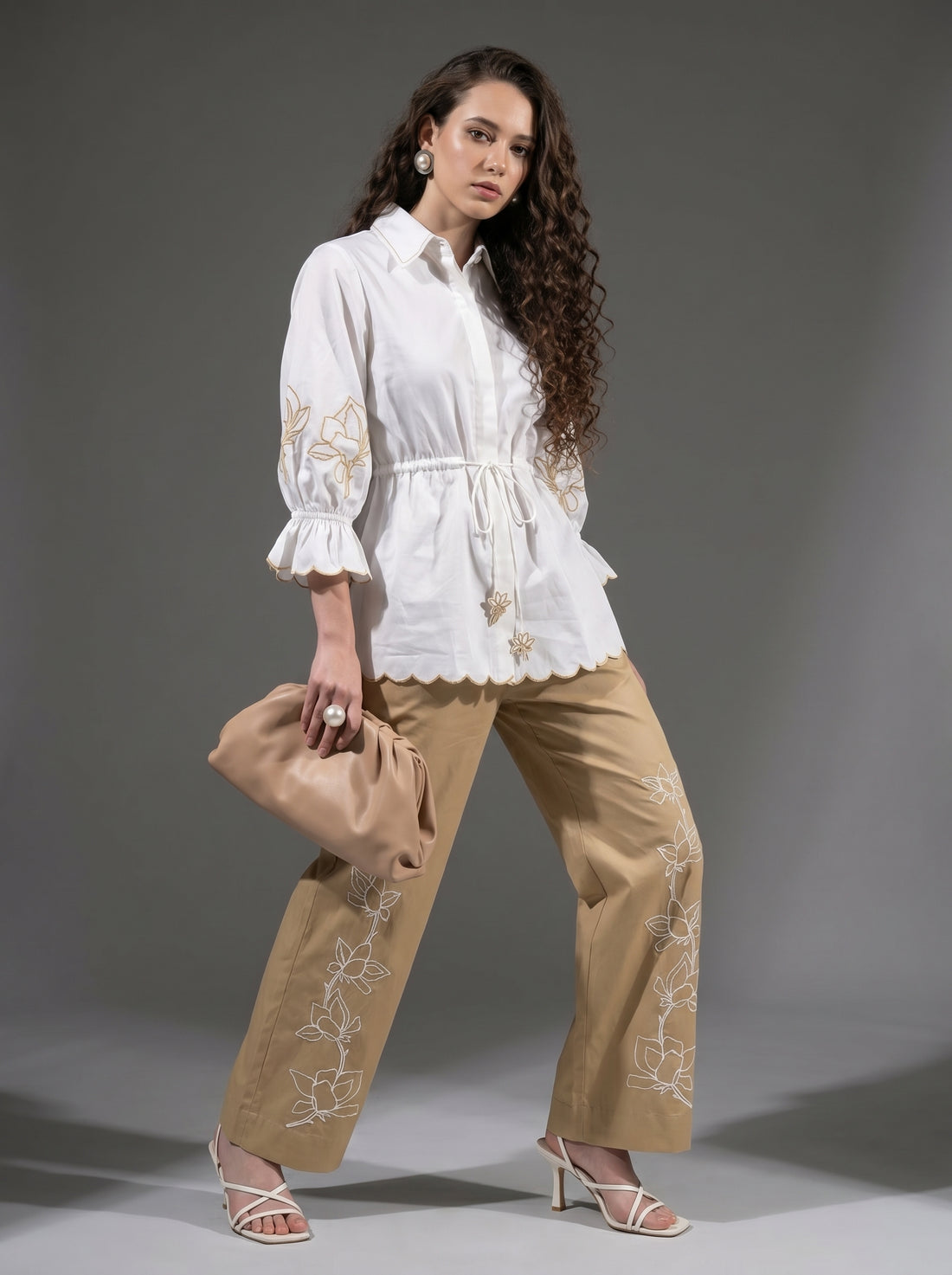 Flower Embroidered Coord