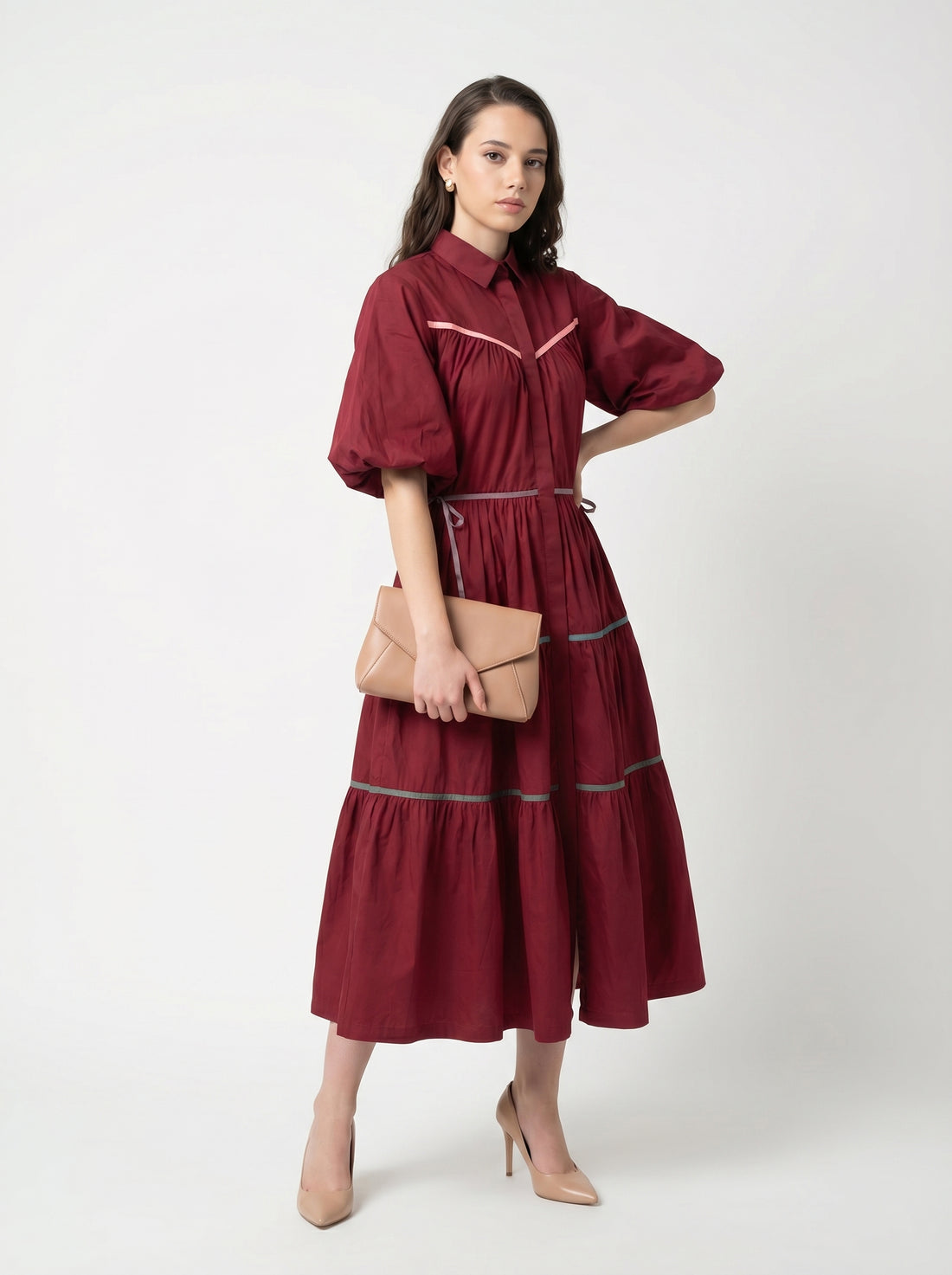 Candy Frill Dress - Maroon