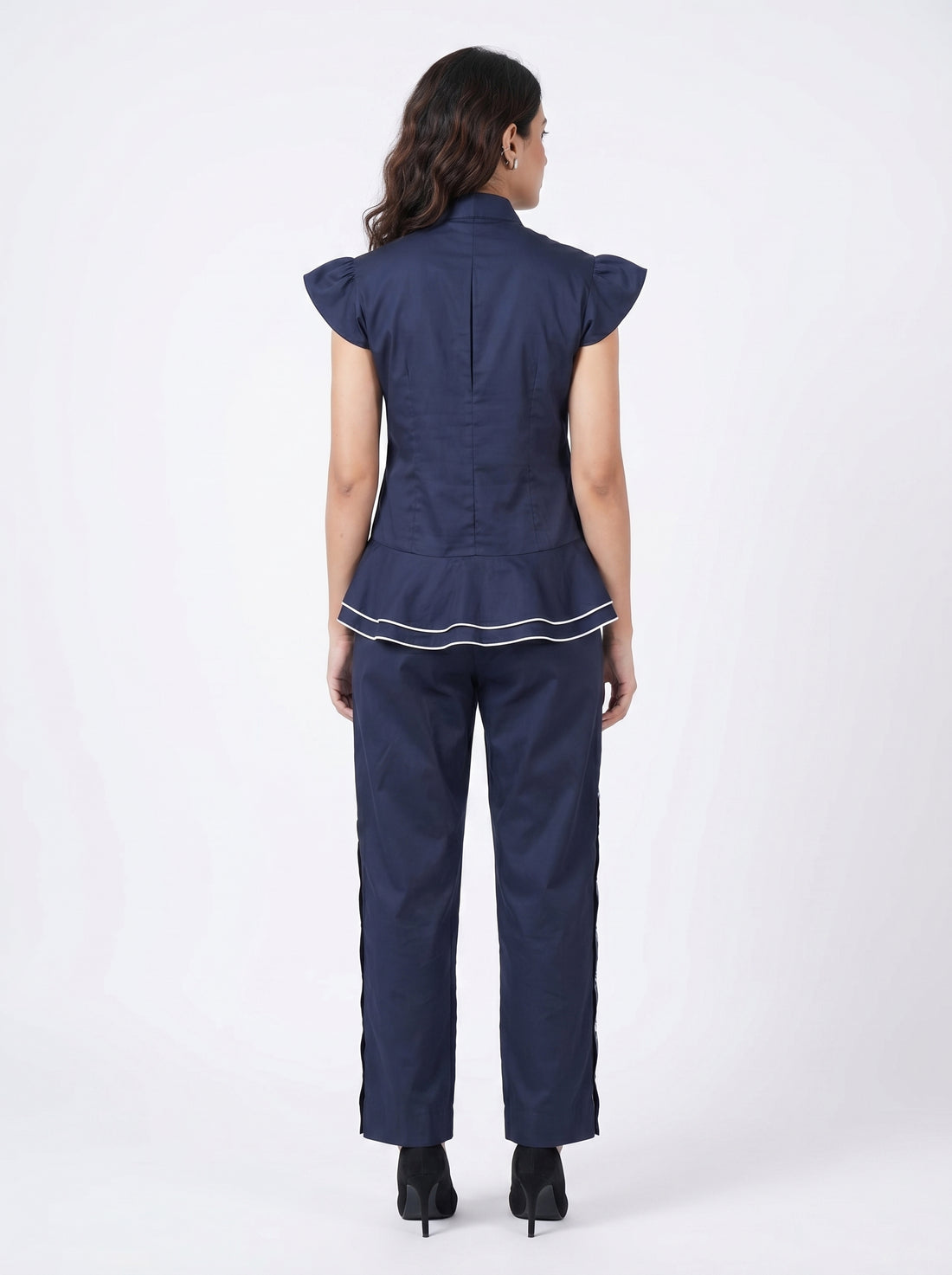 Waterfall Double Drape Top with Stitch Pants