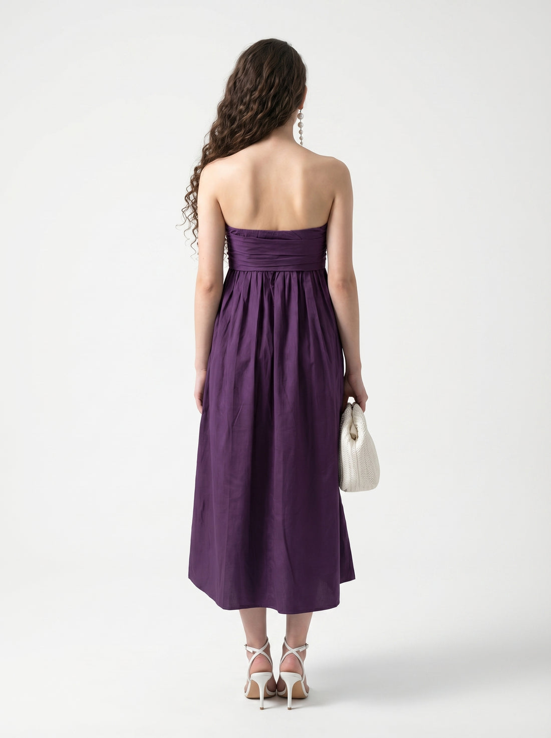 Pleated Tube Dress - Dark Purple