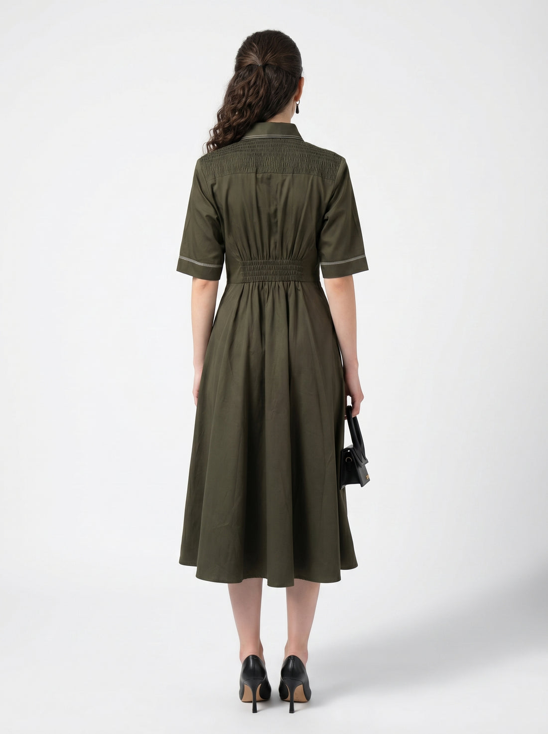 Ruching Dress - Olive Green