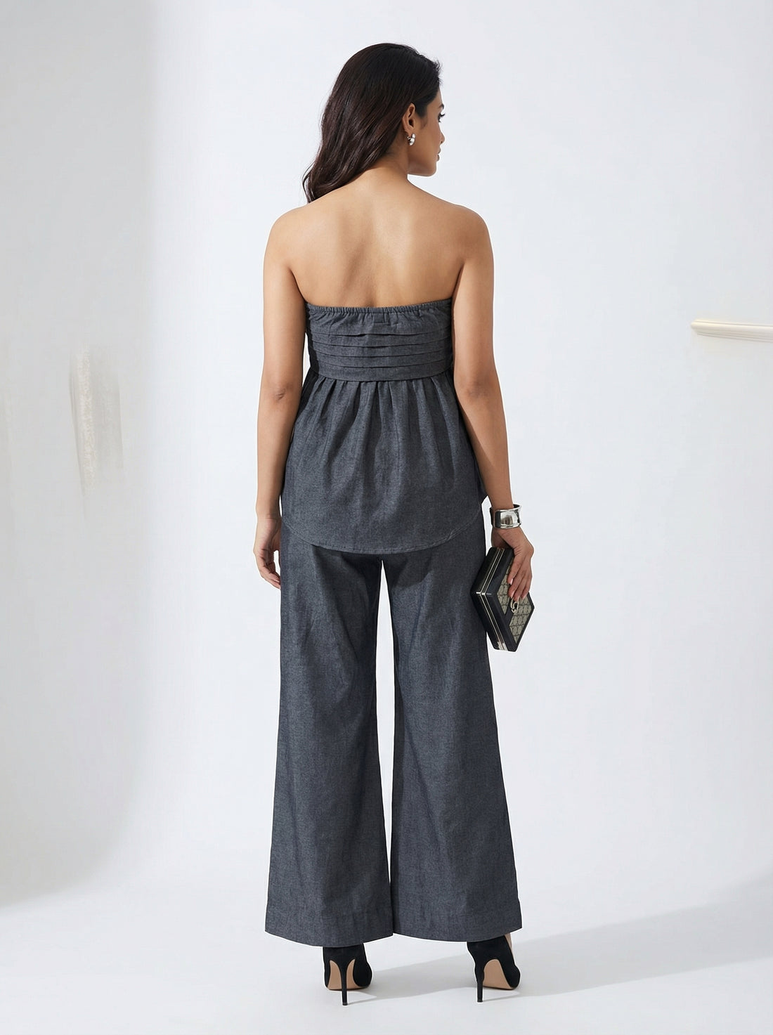 Denim Flared Pants - Denim Grey