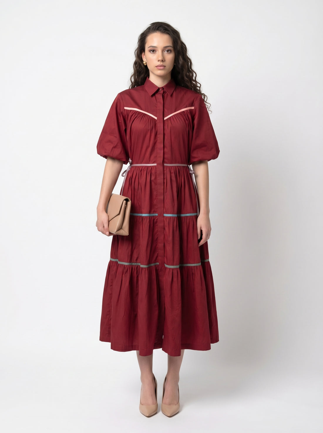 Candy Frill Dress - Maroon