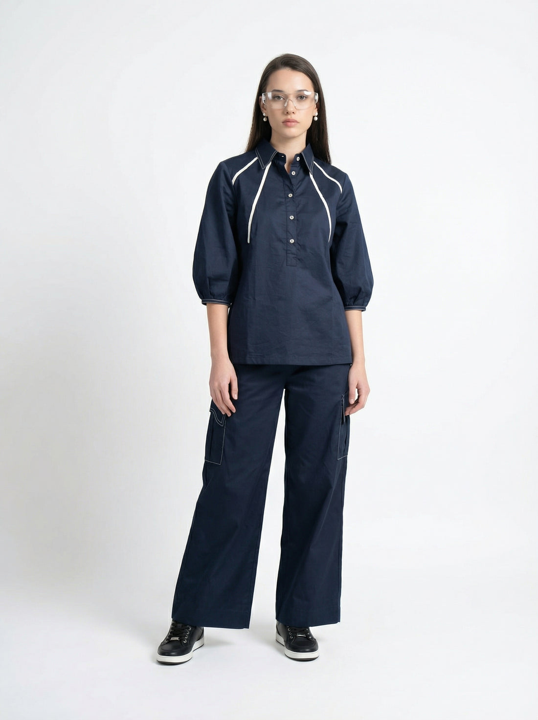 Sporty Pipen Top - Navy Blue