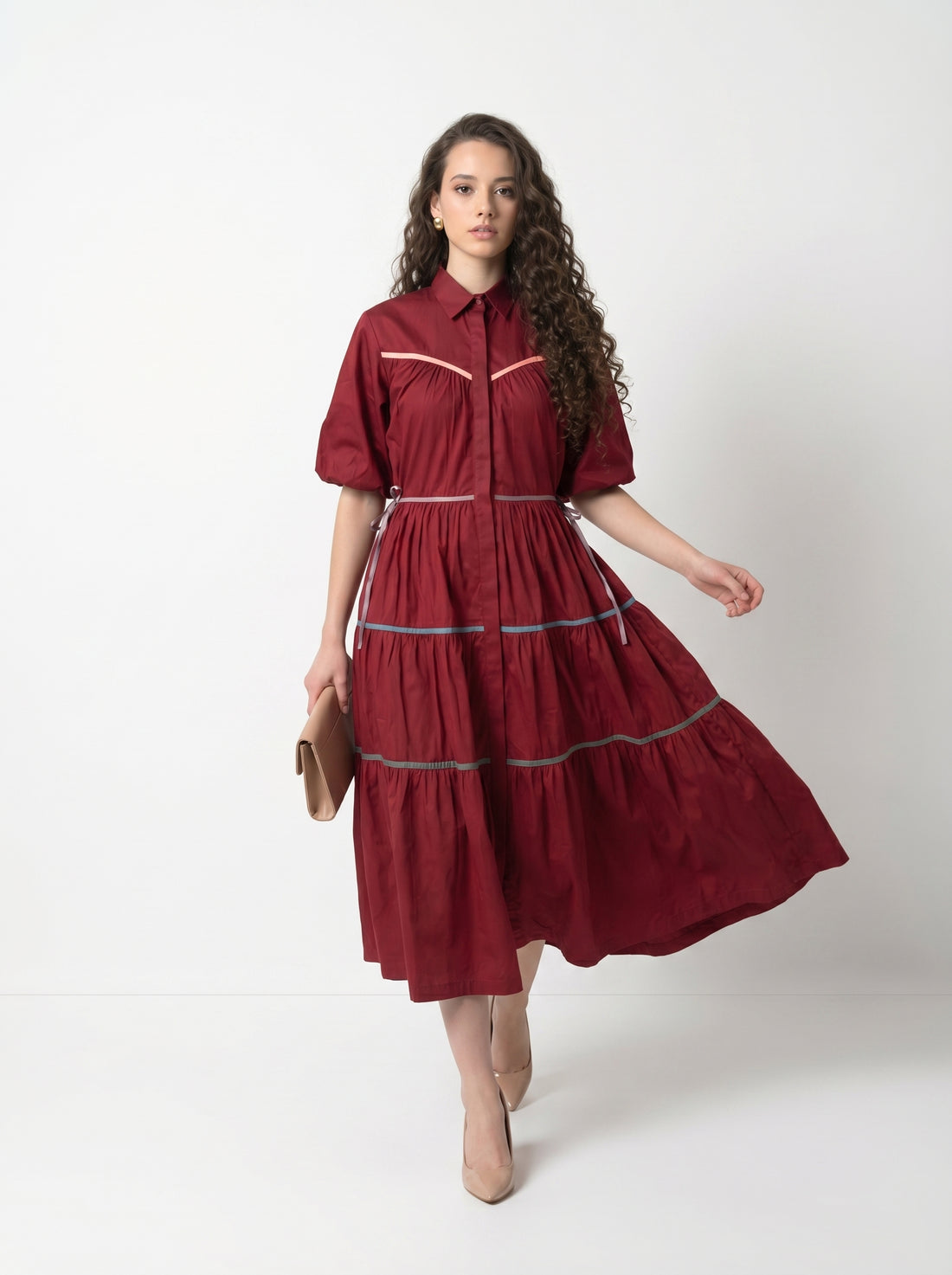 Candy Frill Dress - Maroon