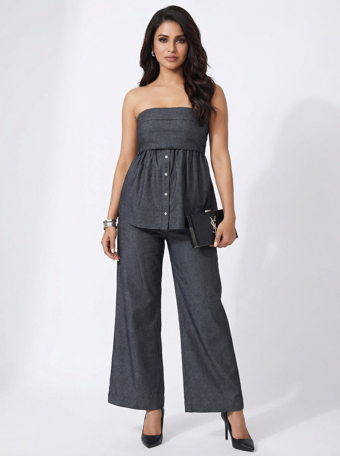 Denim Pleated Tube Coord